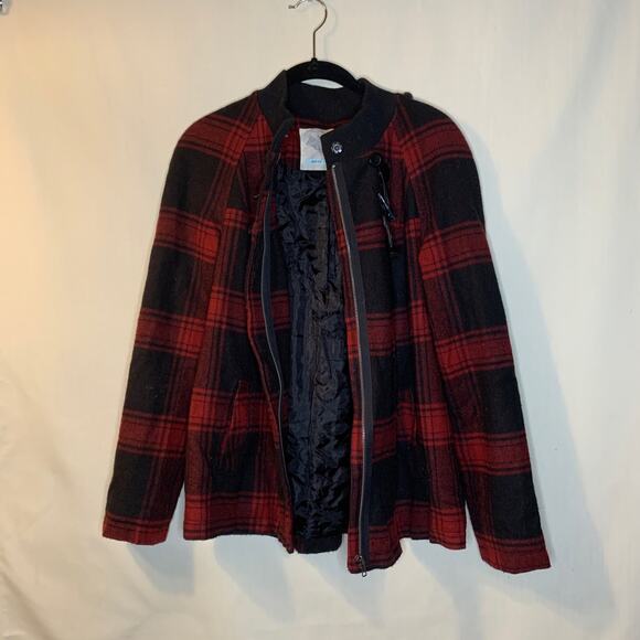 Kimchi Blue Tartan Plaid Coat in Red and Black - Picture 2 of 5